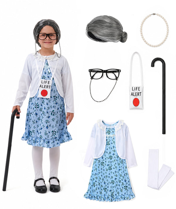 Blue Grandma Old Lady 100th Days of School Costume