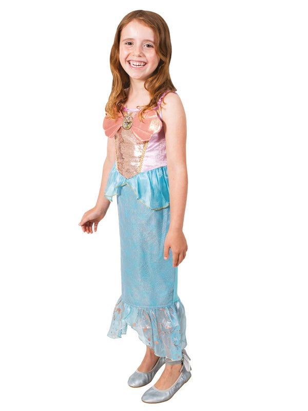Kids Ariel Little Mermaid dress with sequined bodice and layered turquoise skirt