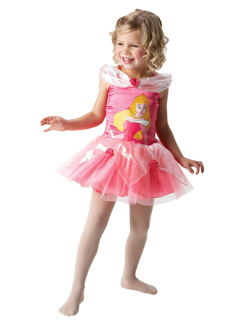 Kids Disney Princess Aurora ballerina dress with pink satin bodice and tutu skirt