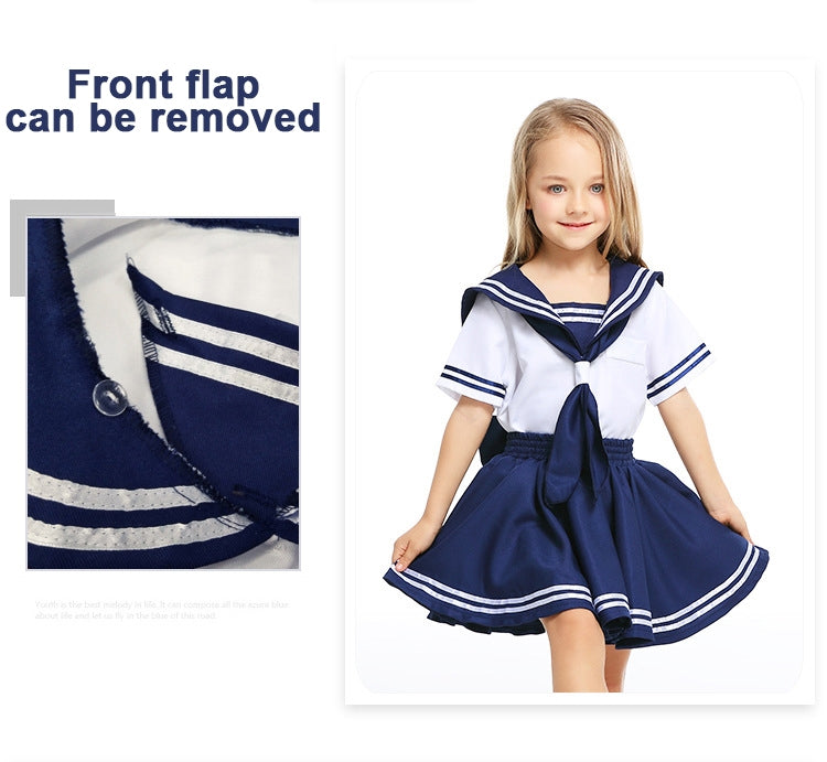 Sea Sweetie Girls Navy Sailor Uniform Rockabilly Costume Pin Up Fancy Dress & Hat