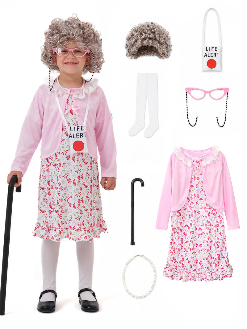 Pink Grandma Old Lady 100th Days of School Costume