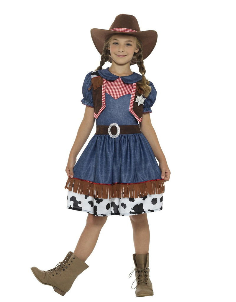 Texan Cowgirl Rodeo Wild West Western Sheriff Fancy Dress Up Girl Costume