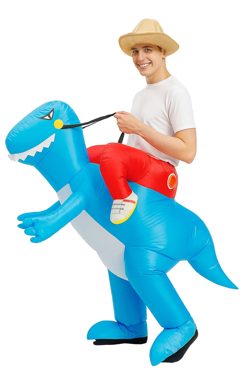 Adult Inflatable T-Rex Ride-On Costume - Dinosaur Rider Novelty Suit
