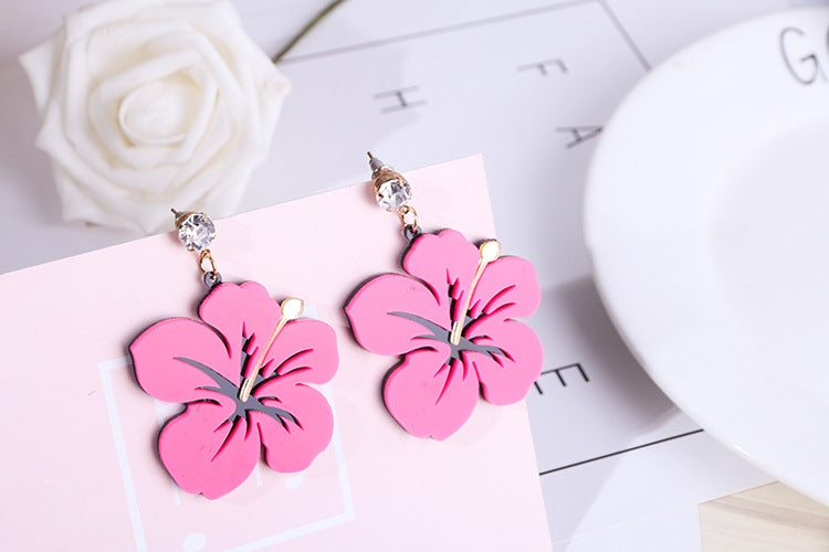 Rose Earrings Neon 80s 90s Retro Rock Star Ladies