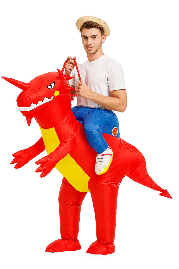 Adult Inflatable Dinosaur Costume - Red T-Rex Ride-On Illusion Suit