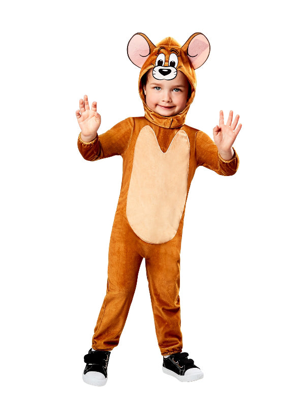 Kids Jerry Mouse Costume - Tan Cartoon Mouse Jumpsuit with Hood