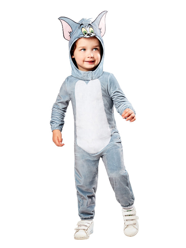 Kids Tom Cat Costume - Tom and Jerry Plush Jumpsuit with Hood