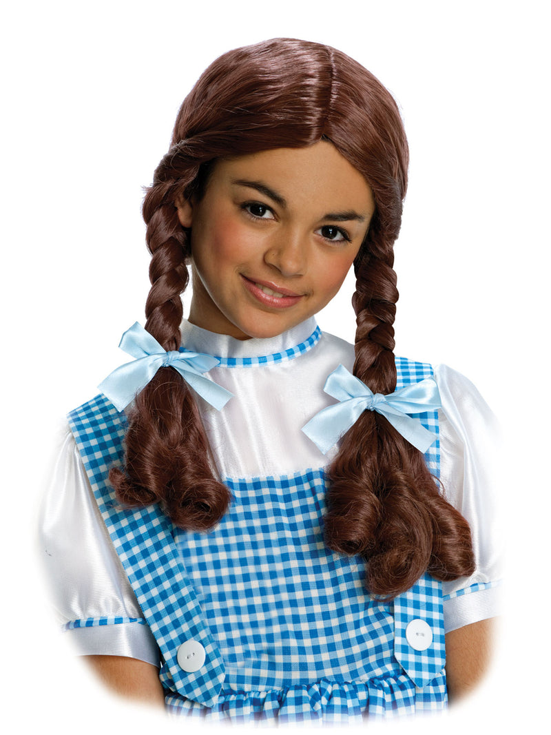 Kids Dorothy Wig - Wizard of Oz Braided Pigtails with Blue Bows