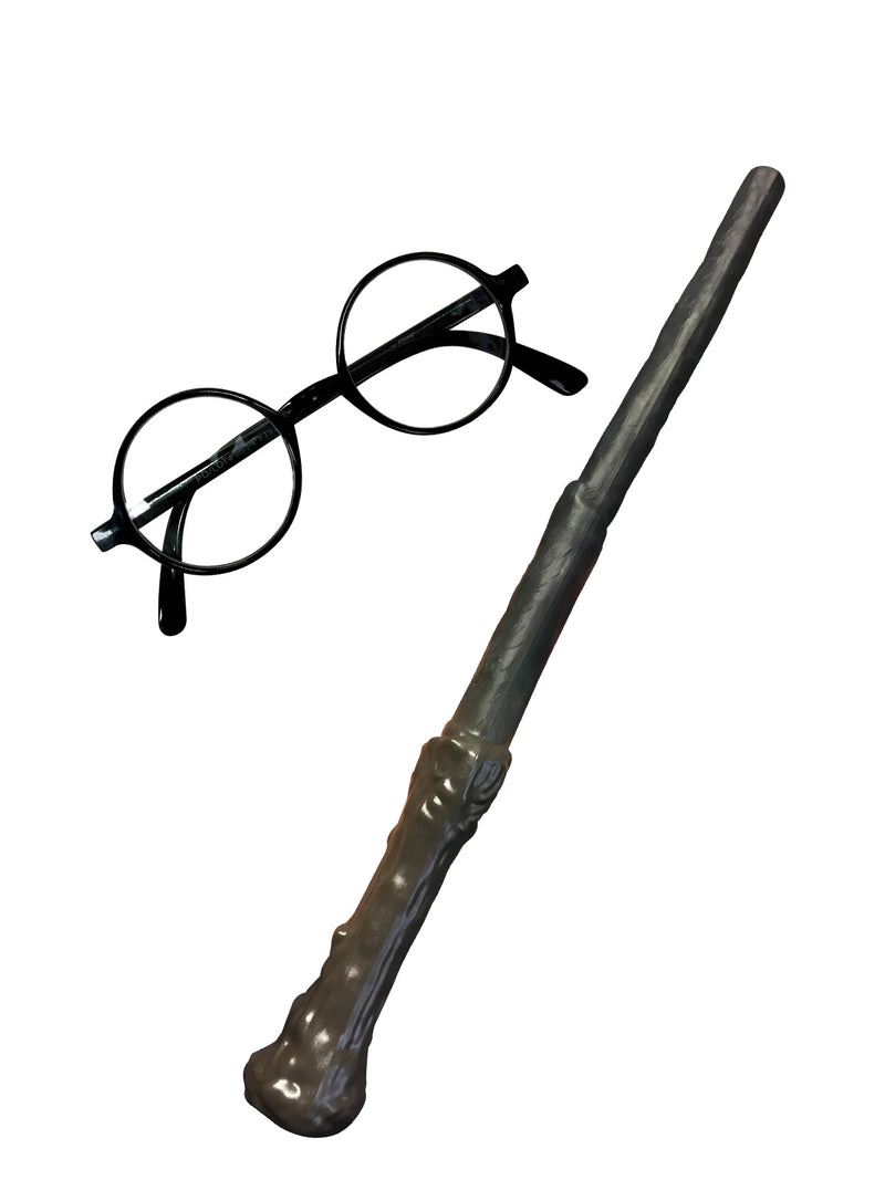 Kids Harry Potter Glasses & Wand Set - Wizard Accessory Kit
