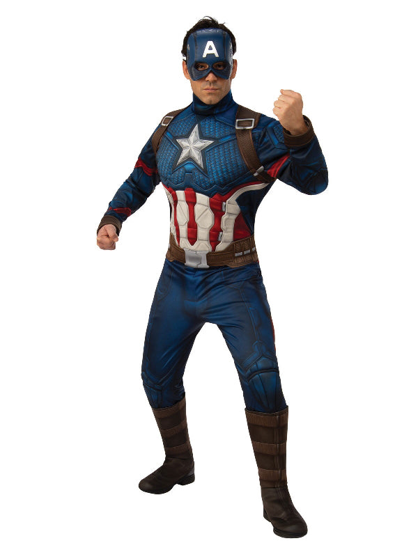 Mens Captain America Deluxe Costume - Marvel Avengers Superhero Suit