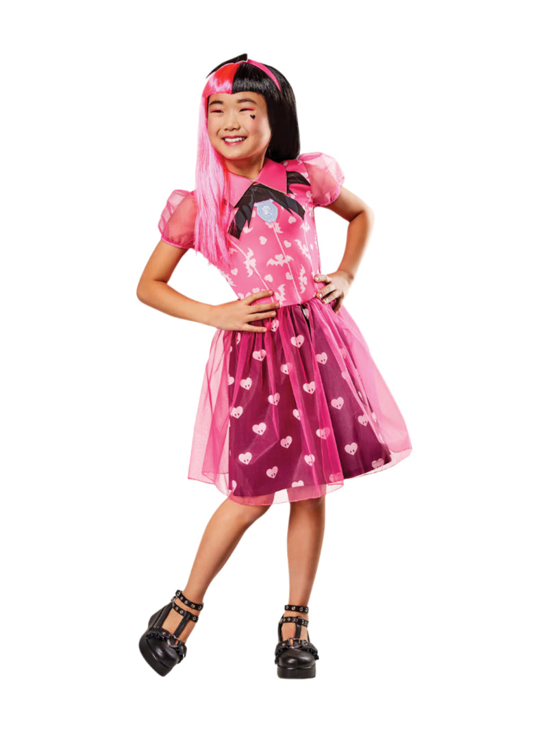 Girls Monster High Draculaura Costume - Licensed Vampire Dress & Headband