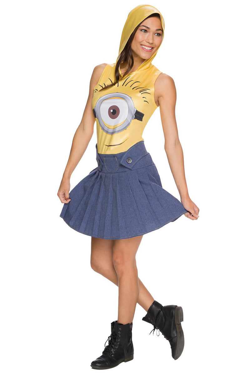 Womens Minions Hooded Dress Costume - Yellow Character Outfit