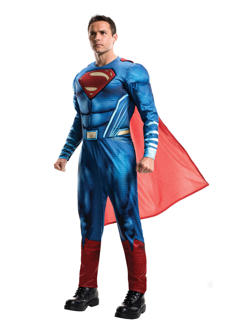 Mens Superman Costume - Licensed DC Superhero Muscle Suit with Cape