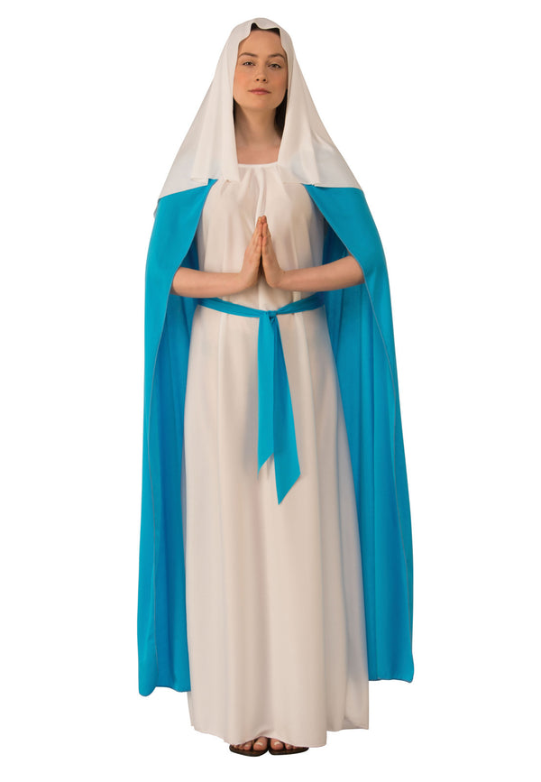 Womens Mary Nativity Costume - Blue & White Biblical Virgin Mary Robe