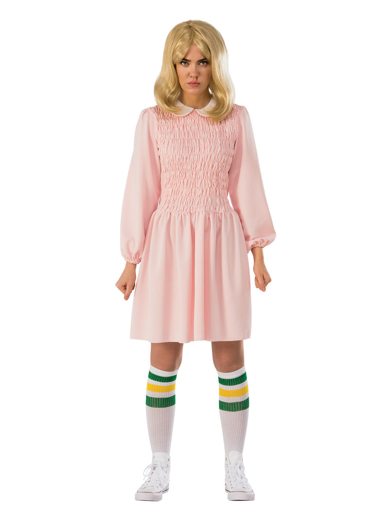 Womens Eleven Costume Dress - 80s Retro Pink Smocked Dress