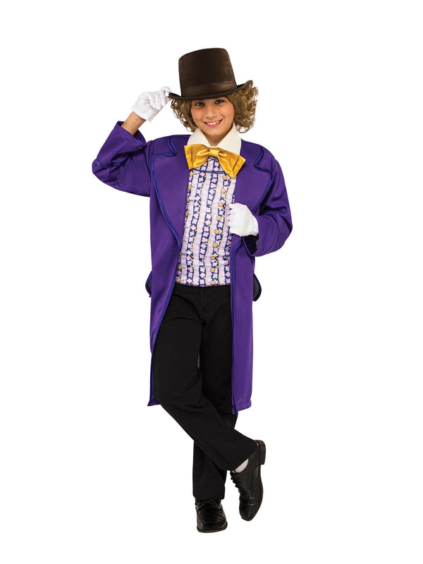 Kids Willy Wonka Costume - Deluxe Purple Tailcoat & Top Hat Set