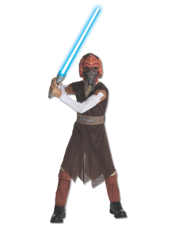 Kids Boys Plo Koon Costume hero full front view - child wearing complete Jedi/Sith costume set