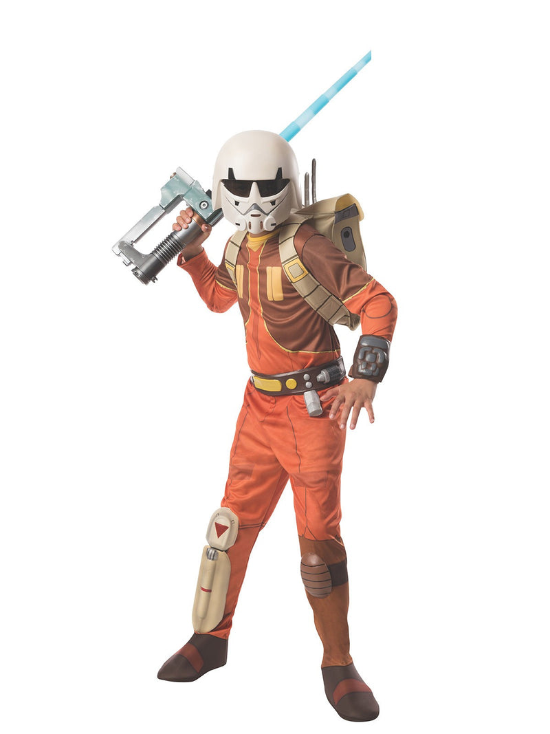 Kids Boys Ezra Bridger Costume hero full front view - child wearing complete Jedi/Sith costume set