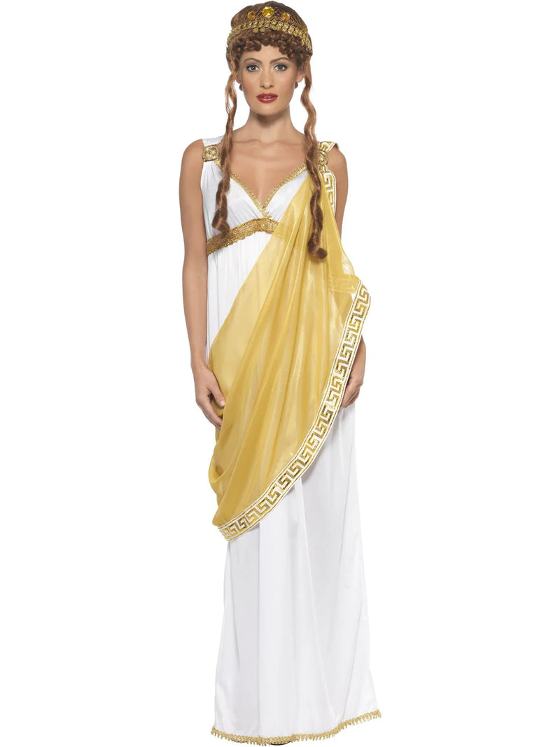 Womens Greek Goddess Costume - Helen of Troy White & Gold Gown