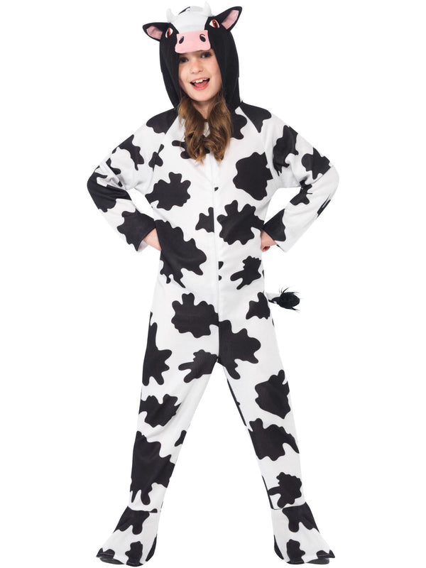 Kids Cow Costume - Farm Animal Onesie Jumpsuit with Hood