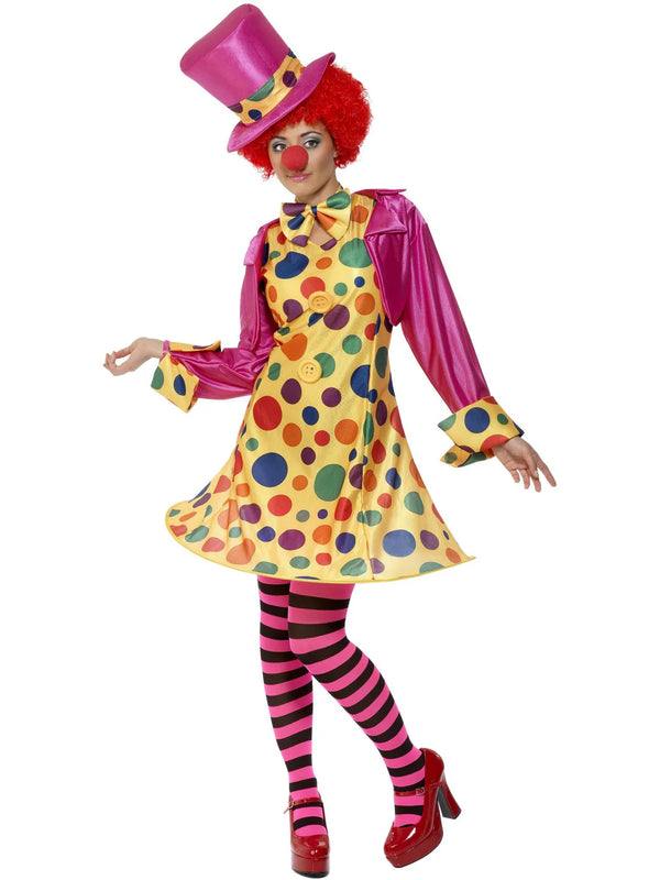 Womens Circus Clown Costume - Polka Dot Carnival Performer Outfit