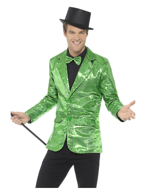 Mens Green Sequin Blazer - Showman Stage Performer Jacket