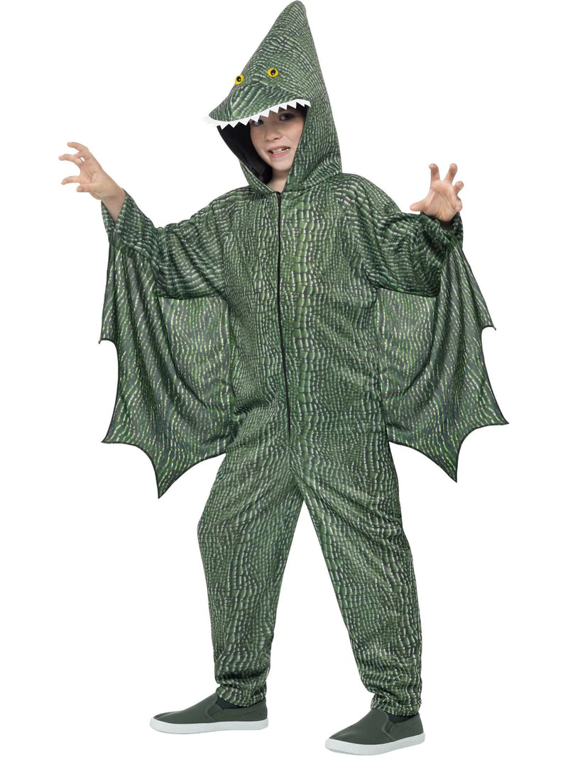 Kids Pterodactyl Dinosaur Costume - Flying Reptile Jumpsuit with Wings