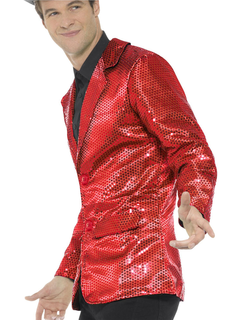 Mens Red Sequin Blazer - Showman Ringmaster Stage Jacket