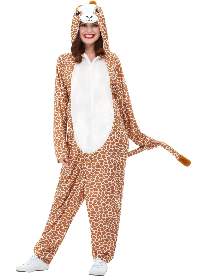 Adult Giraffe Onesie Costume - Hooded Safari Animal Jumpsuit