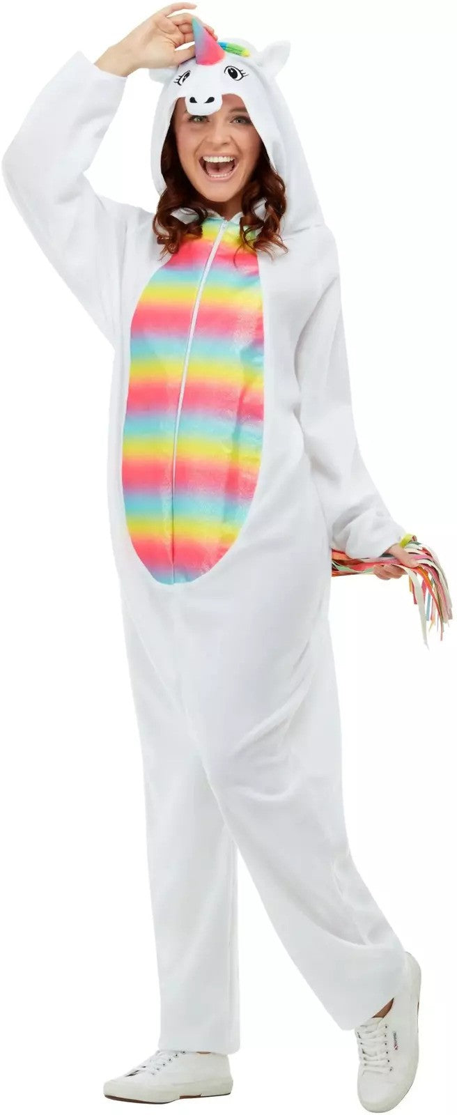Unisex White Unicorn Jumpsuit Costume