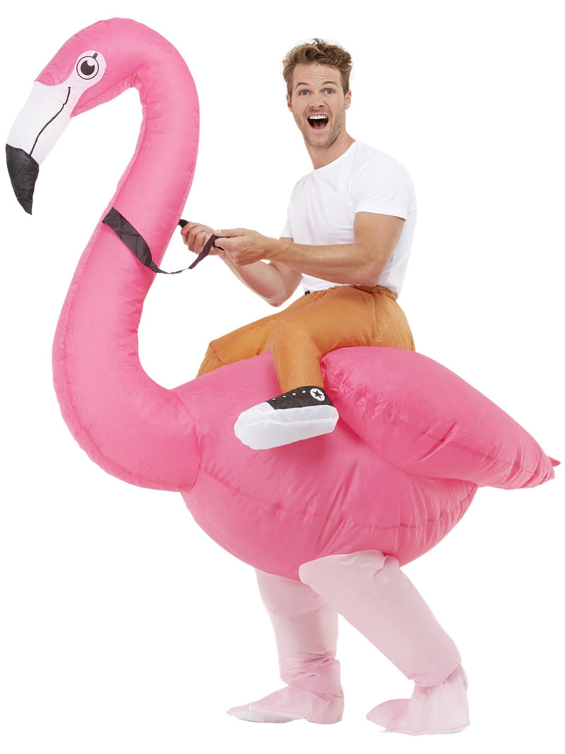 Adult Inflatable Flamingo Costume - Ride-On Pink Tropical Bird Suit
