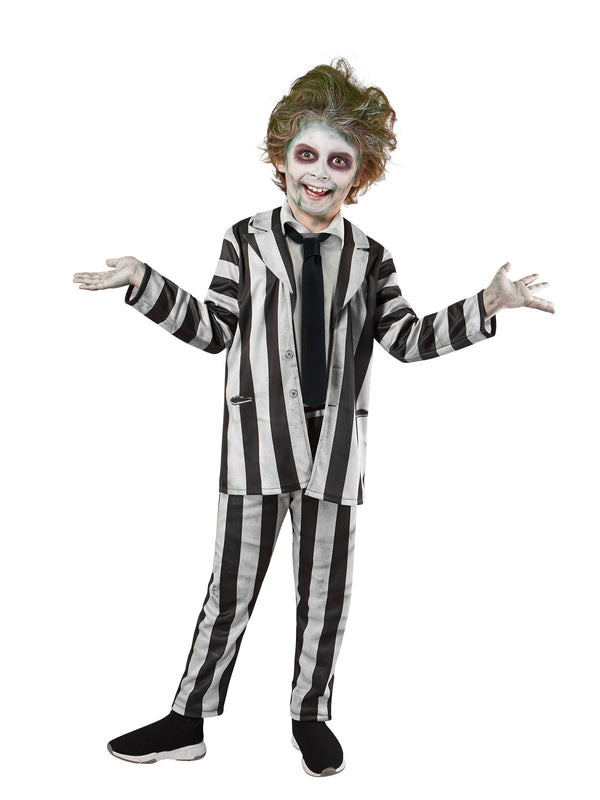 Kids Beetlejuice Costume - Licensed Striped Suit Book Week Outfit