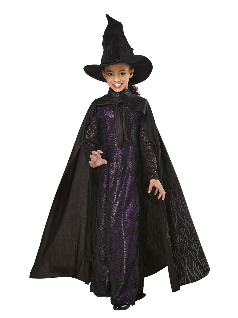 Kids Elphaba Costume - Wicked Witch Dress, Cape & Hat Set