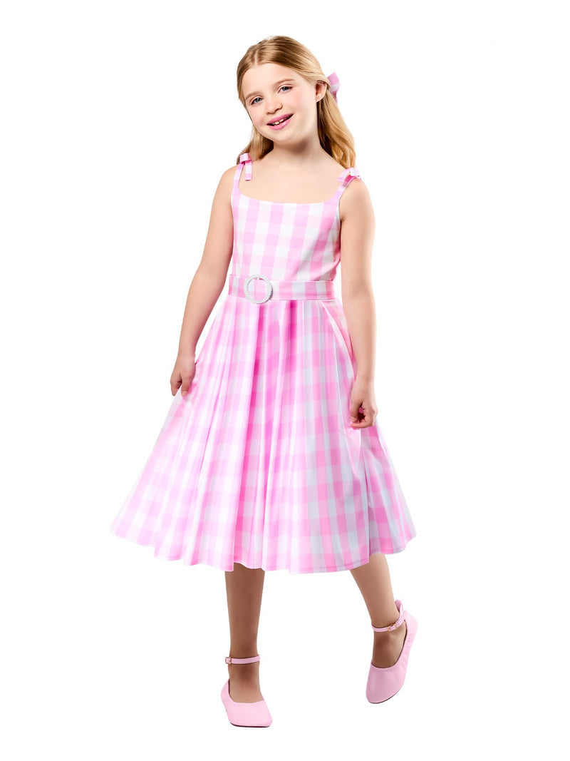 Kids Barbie Perfect Day Dress Costume - Pink Gingham Vintage 50s Outfit