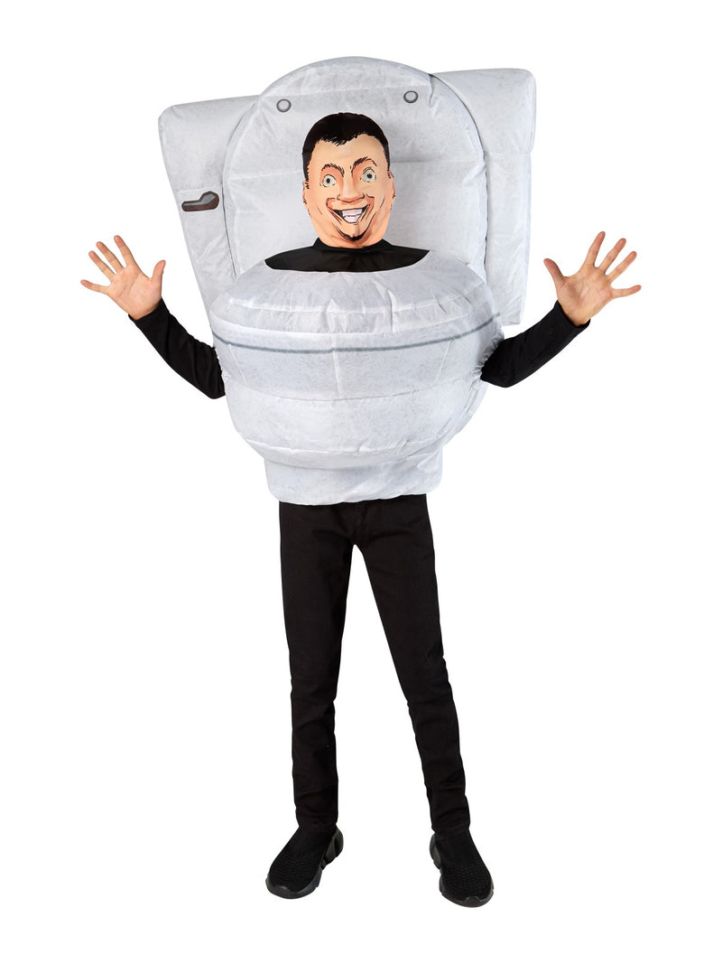 Skibidi Toilet costume fabric mask with human head and neck design for meme character look