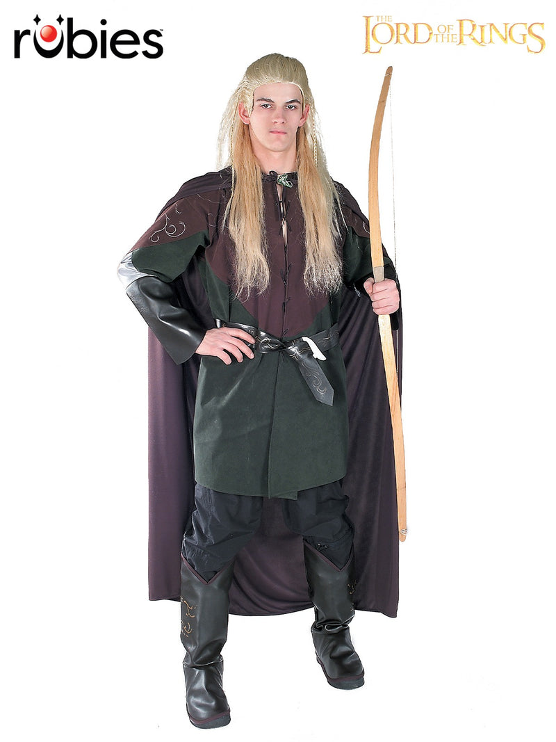 Adult Legolas costume with printed elven tunic and green overlay