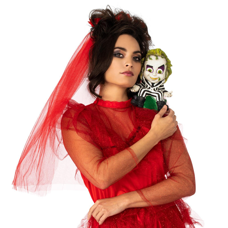 Moulded Beetlejuice figure designed to sit on wearer's shoulder for Halloween