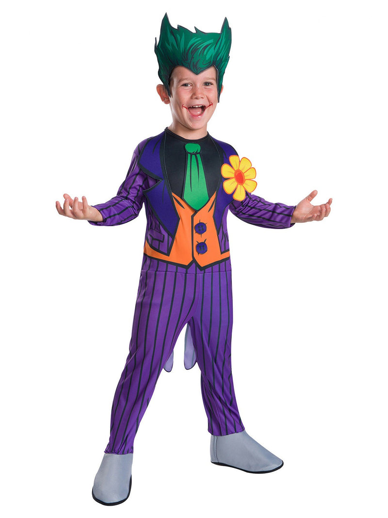 Kids The Joker Costume - DC Comics Villain Jumpsuit with Green Hair
