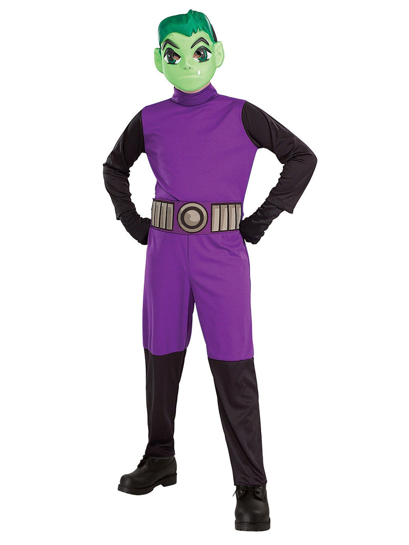 Kids Beast Boy Costume - DC Teen Titans Superhero Jumpsuit & Mask