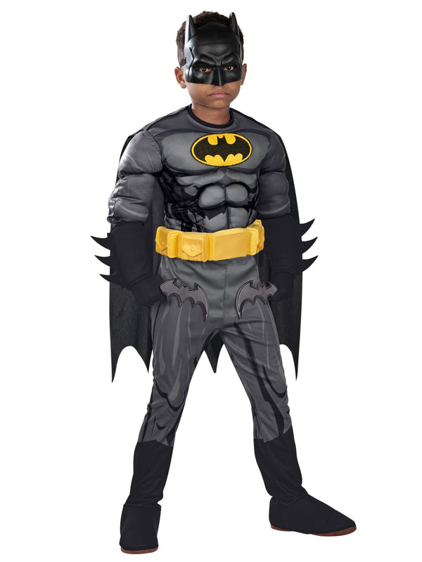 Kids Batman Costume - Deluxe Padded Muscle Superhero Suit with Cape