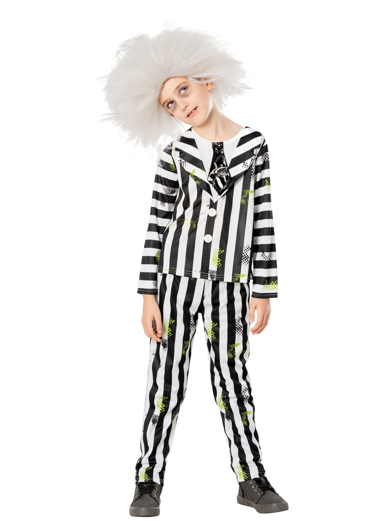 Kids Beetlejuice Costume - Striped Ghost Suit with Wig