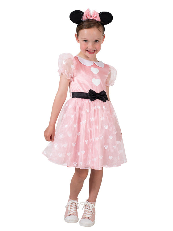 Kids Minnie Mouse Costume Dress - Disney Pink Hearts Party Outfit