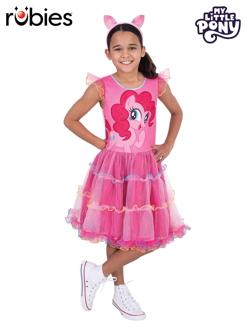 Kids Pinkie Pie costume with pink tutu dress and character bodice graphic