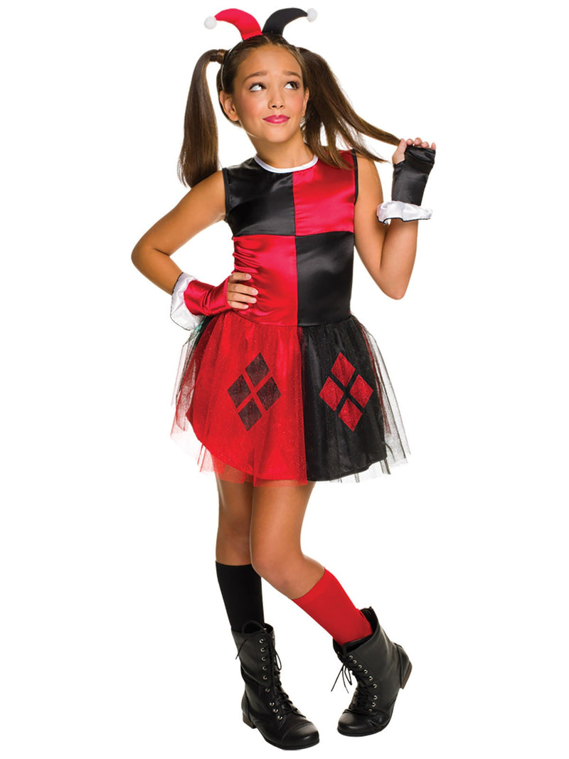 Kids Harley Quinn Costume - Girls Jester Tutu Dress with Headband