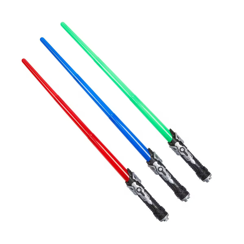 Kids blue extendable laser sword toy with glowing blade and futuristic handle