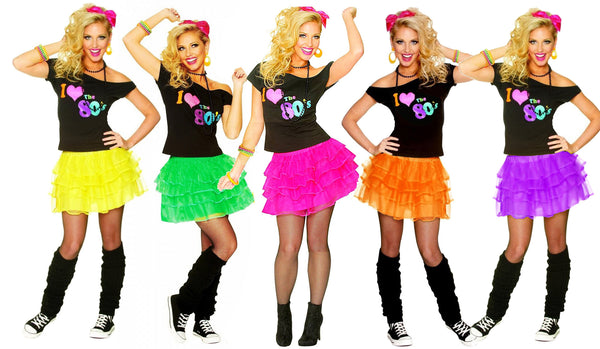 Womens I Love the 80s Costume - Retro Neon Party Outfit