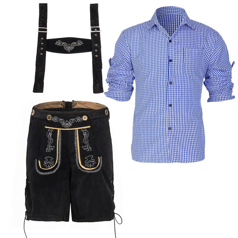 Mens Black Lederhosen German Costume