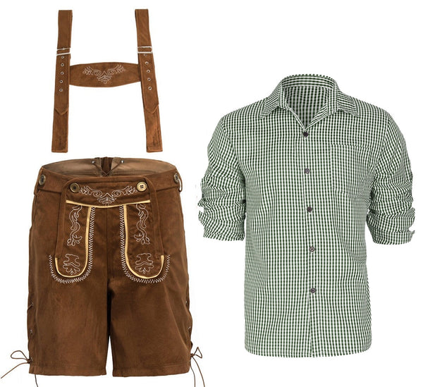 Mens Green Lederhosen German Costume