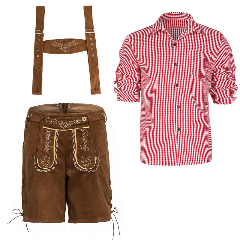 Mens Brown Lederhosen German Costume