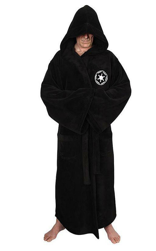Adult Galactic Empire Hooded Fleece Bath Robe - Black Dark Side Cosplay Robe